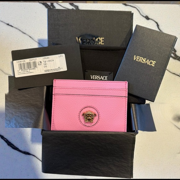 Versace Handbags - 💗 VERSACE MEDUSA PEBBLED LEATHER CARD HOLDER – HOT PINK 💗
